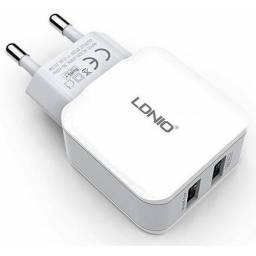 A2202   Cargador Pared 2.4A  12W  2 Smart IC  Sin Cable Blanco  LDNIO